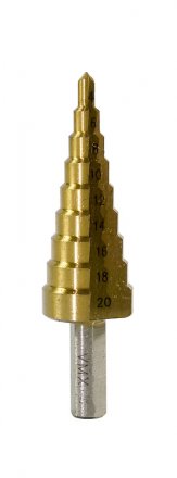 Сверло для металла ступенчатое 4-20 мм 9 ступ шаг 2 ход 5 VMX 511631 купить в Тюмени
