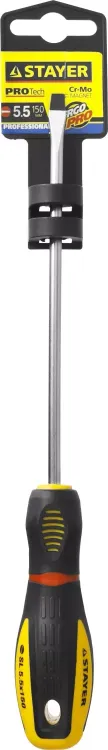 Отвертка STAYER "PROFI" "PROTech", двухкомп рукоятка, намагниченная, Cr-Mo, SL5,5x150мм 25131-05-15_z02 купить в Тюмени