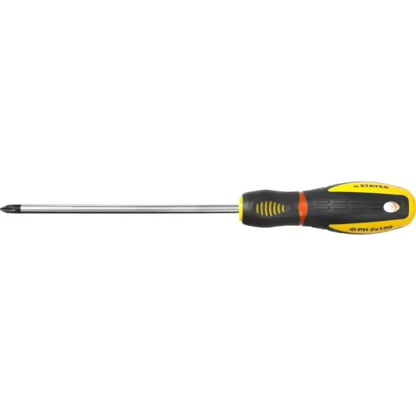 Отвертка STAYER "PROFI" "PROTech", двухкомп рукоятка, намагниченная, Cr-Mo, PH2x150мм 25132-2-15_z02 купить в Тюмени