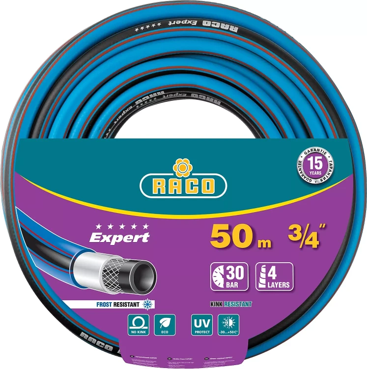 Шланг RACO "EXPERT" поливочный, 30атм., армированный, 3-х слойный, 3/4"x50м 40302-3/4-50 купить в Тюмени
