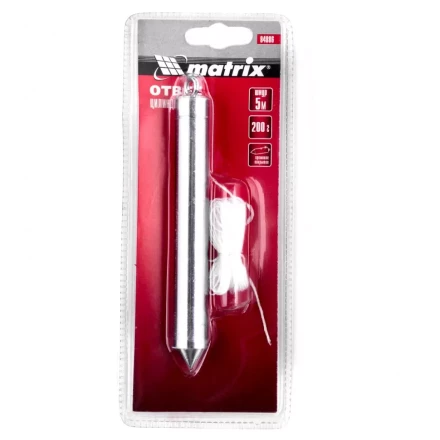 Отвес цилиндрический 200 г шнур 5 м Matrix 84886 купить в Тюмени