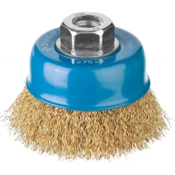 ЗУБР &quot;ПРОФЕССИОНАЛ&quot;. Щетка чашечная для УШМ, витая латунированная стальная проволока 0,3мм, 75ммхМ14 3526-075_z02