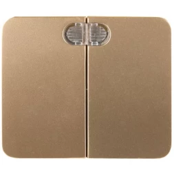 Выключатель СВЕТОЗАР "ГАММА" с подсветкой, двухклавишный, без вставки и рамки, цвет золотой металлик, 10A/~250B SV-54135-GM