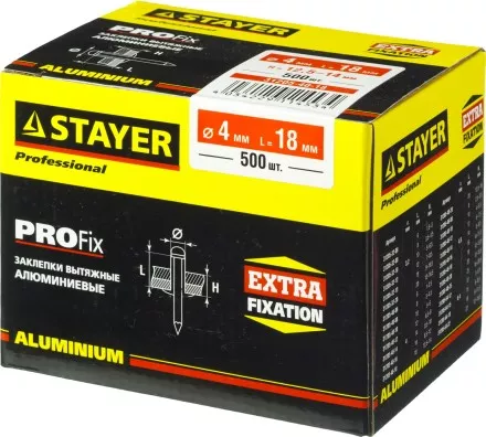 Заклепки PROFIX алюминиевые, 4,0х18мм, 500шт, STAYER Professional 31205-40-18 31205-40-18 купить в Тюмени