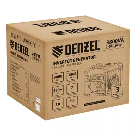 Генератор инверторный DENZEL GK-3800iF, 3,8 кВт, 230 В, ручной старт купить в Тюмени