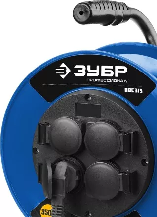 Удлинитель на катушке &quot;ПВС 315&quot;, 50 м, 3500 Вт, 4 гнезда, IP44, ПВС 3х1,5 кв мм, ЗУБР 55081-50 купить в Тюмени