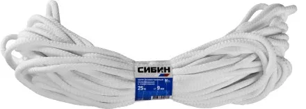 Шнур хозяйственный СИБИН, полиэфирный, длина 25 м, диаметр - 9мм 50269 купить в Тюмени