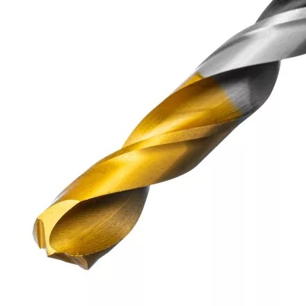 Сверло спиральное по металлу Denzel 10 x 133мм, Р6М5, Golden Tip, многогранная заточка, 718285 купить в Тюмени