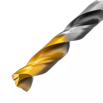 Сверло спиральное по металлу Denzel, 11 x 142мм, Р6М5, Golden Tip, многогранная заточка, 718286 купить в Тюмени
