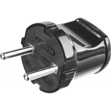 Вилка MAXElectro электрическая, 6А/220В, черная, STAYER 55150-B купить в Тюмени