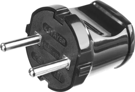 Вилка MAXElectro электрическая, 6А/220В, черная, STAYER 55150-B купить в Тюмени