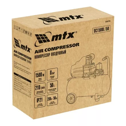 Компрессор воздушный MTX DC1500L/50, 1,5 кВт, 50 л, 210 л/мин 58018 купить в Тюмени