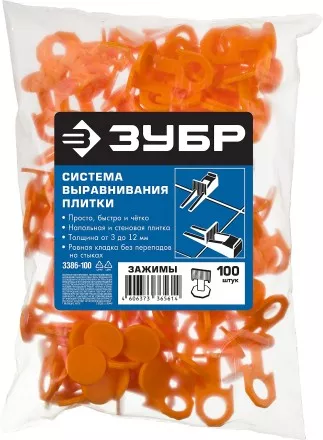 ЗУБР СВП, 1,7 мм, зажим, 100 шт, система выравнивания плитки (3386-100) купить в Тюмени