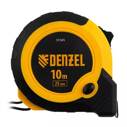 Рулетка Denzel 10м х 25мм, двухкомп. корпус, кнопка-пауза 31545 купить в Тюмени