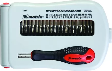 Отвертка для точных работ с насадками Fusion 22 пр. в пласт. пенале  Matrix 11584 купить в Тюмени