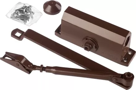 Доводчик дверной STAYER, для дверей массой до 80 кг, цвет коричневый 37917-80 купить в Тюмени