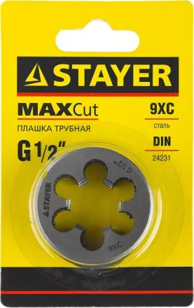 Плашка круглая ручная STAYER &quot;MASTER&quot;, сталь 9ХС, для трубной резьбы G 1/2`` 28029-1/2 купить в Тюмени