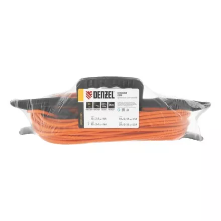 Удлинитель-шнур силовой Denzel Garden Series, б/з, ПВС, 20м, 1 розетка, 2 x 1 мм, 3 м 37402 купить в Тюмени