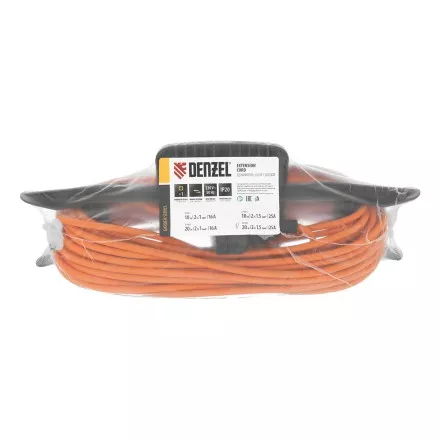 Удлинитель-шнур силовой Denzel Garden Series 37404, б/з, ПВС, 20м, 1 розетка, 2 x 1,5 мм, 3 м купить в Тюмени
