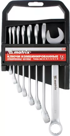 Набор ключей комбинированных 6 - 22 мм 12 шт. CrV матовый хром MATRIX 15412 купить в Тюмени