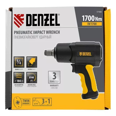 Ударный пневмогайковерт Denzel IW1700, 3/4&quot;, 8500 об/мин, 1700 Нм 57488 купить в Тюмени