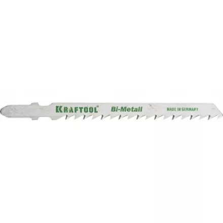 Полотна KRAFTOOL, T144DF, для эл/лобзика, Bi-Metall, по дереву, фанере, быстрый рез, EU-хвост., шаг 4мм, 75мм, 2шт 159520-4 купить в Тюмени