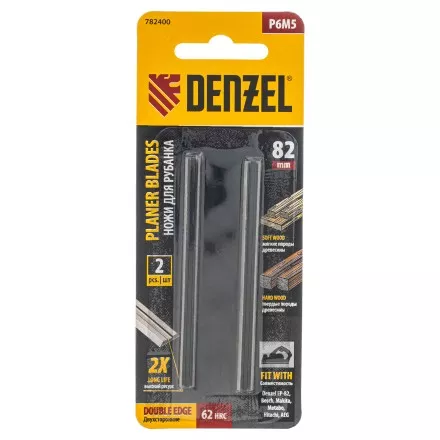 Ножи для эл. рубанка Denzel 782400, Р6М5, 82мм, 2шт купить в Тюмени