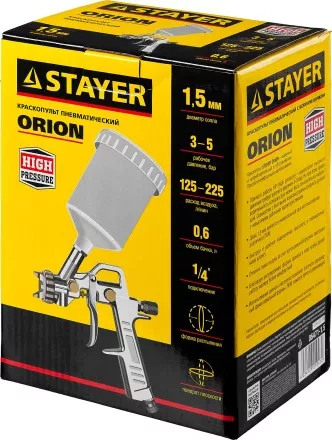 Краскопульт пневматический STAYER &quot;MASTER&quot; ORION, c верхним бачком, 1,5мм 06471-1.5 купить в Тюмени