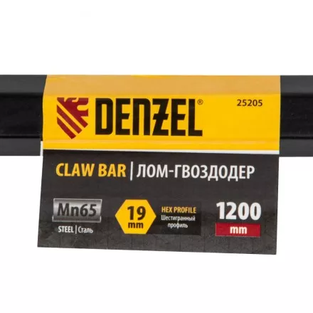 Лом-гвоздодер, 1200 мм, шестигранный 19 мм, окрашенный, сталь 65// Denzel 25205 купить в Тюмени