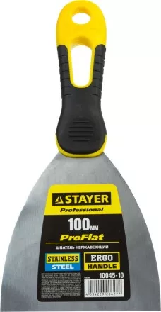 Шпатель STAYER &quot;PROFESSIONAL&quot; нержавеющее профилированное полотно, 2к ручка, 100 мм 10045-10 купить в Тюмени