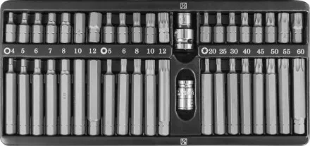 Набор вставок-бит 30 и 75мм Torx T20-T60 Spline М5-М12  42 предмета S29Н4142 SМ Jonnesway 47398 купить в Тюмени