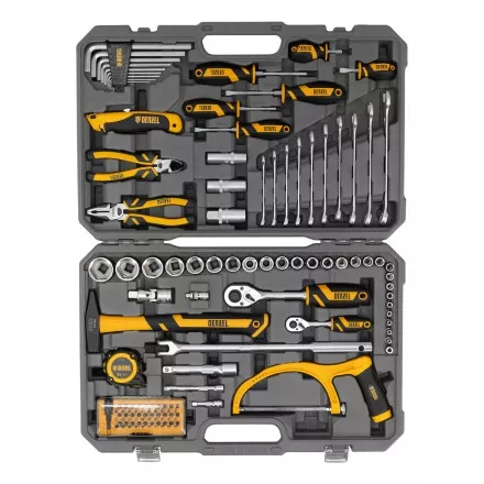 Набор инструментов Denzel 15803, 1/2&quot;, 1/4&quot;, CrV, S2, пластиковый кейс, 100 предметов купить в Тюмени