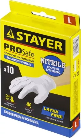 Перчатки STAYER &quot;PROFI&quot; нитриловые экстратонкие, L, 10шт 11204-L купить в Тюмени