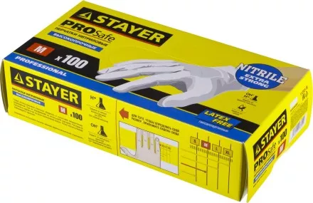 Перчатки STAYER &quot;PROFI&quot; нитриловые экстратонкие, M, 100шт 11203-M купить в Тюмени