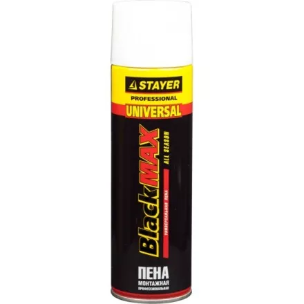 Пена &quot;BlackMAX&quot; монтажная, адаптерная, всесезонная, 500мл, STAYER 41130 купить в Тюмени