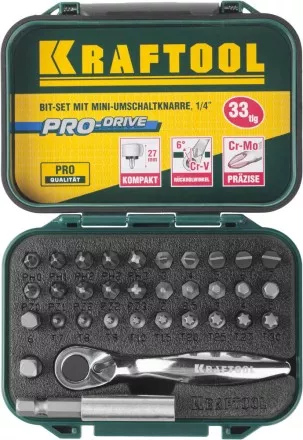 PRO. Наборы в боксе: БИТЫ KRAFTOOL PRO-Drive 26157-H33 купить в Тюмени