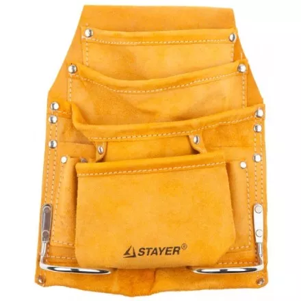 Сумка поясная STAYER &quot;MASTER&quot; для инструментов, кожаная, 8 карманов, 2 скобы 38505 купить в Тюмени
