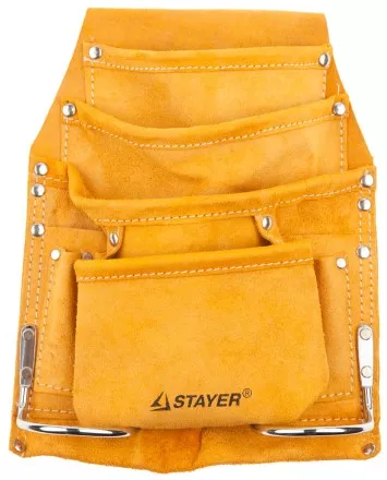 Сумка поясная STAYER &quot;MASTER&quot; для инструментов, кожаная, 8 карманов, 2 скобы 38505 купить в Тюмени