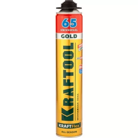Пена &quot;GOLD 65&quot; профессиональная, монтажная, пистолетная, всесезонная, 850мл, KRAFTOOL 41194 купить в Тюмени
