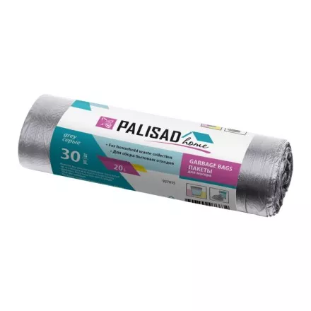 Пакеты для мусора 20 л x 30 шт. серые, Home Palisad 927015 купить в Тюмени