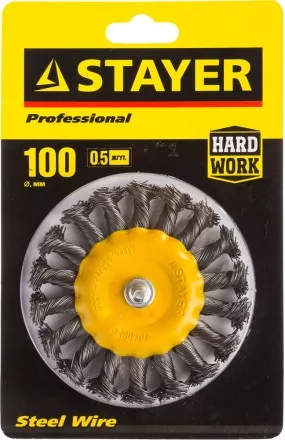 STAYER &quot;PROFESSIONAL&quot;. Щетка дисковая для дрели, жгутированная стальная проволока 0,5мм, 100мм 35115-100 купить в Тюмени