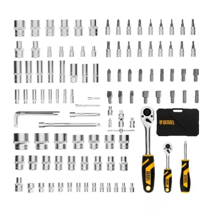 Набор инструментов Denzel 15814, 1/2&quot;, 1/4&quot;, CrV, S2, пластиковый кейс, 109 предметов купить в Тюмени
