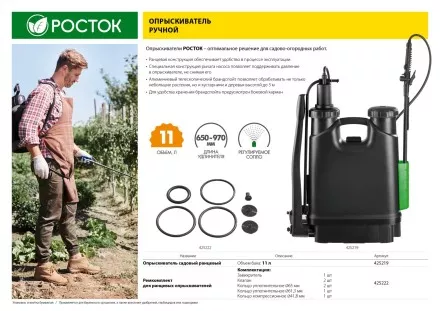 Ремкомплект для ранцевых опрыскивателей, РОСТОК 425222, для арт. 425216 и 425219 425222 купить в Тюмени