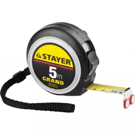Рулетка STAYER GRAND, корпус с противоскользящим напылением, упрочненное полотно, 5м/19мм 552021 купить в Тюмени