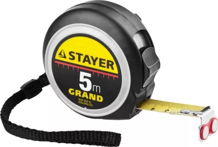 Рулетка STAYER GRAND, корпус с противоскользящим напылением, упрочненное полотно, 5м/19мм 552021 купить в Тюмени