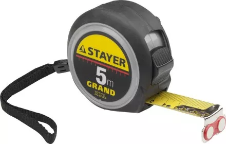 Рулетка STAYER GRAND, корпус с противоскользящим напылением, упрочненное полотно, 5м/25мм 552027 купить в Тюмени