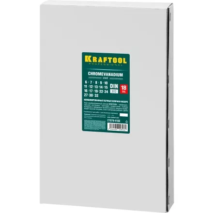 Наборы ключей комбинированных KRAFTOOL, Cr-V, DIN 3110, в EVA-ложементе 27079-H18E купить в Тюмени