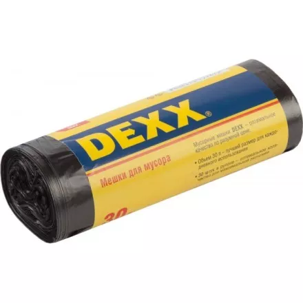 Мешки для мусора DEXX, черные, 30л, 30шт 39150-30 купить в Тюмени