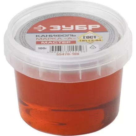 Канифоль ЗУБР для паяльных работ, пластиковая банка, 100г 55470-100 купить в Тюмени