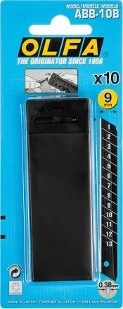 Лезвие OLFA сегментированные BLACK MAX, 9х80х0,38мм, 13 сегментов, 10шт OL-ABB-10B купить в Тюмени